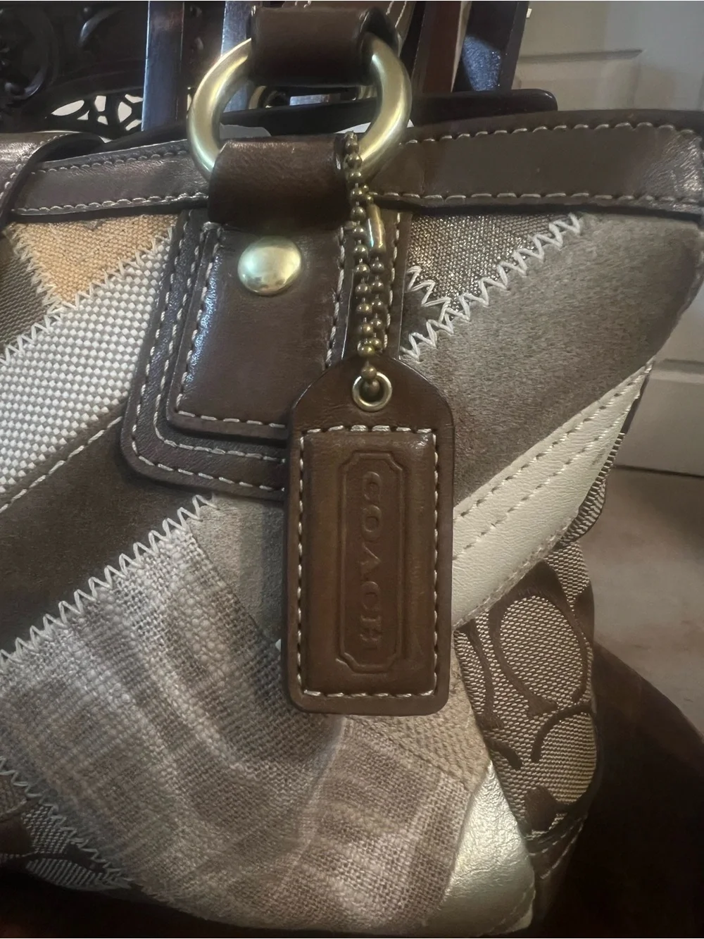 Vintage Coach Holiday Patchwork Satchel Turnlock Bag w/ wallet – Rare Y2K Find!
